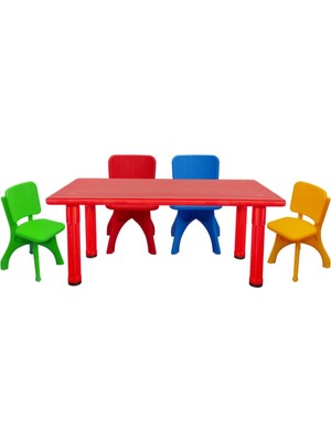 Anaokulu Kreş Aktivite Masası 4 Sandalyeli Set - Plastik Ayaklı Çocuk Masa Takımı