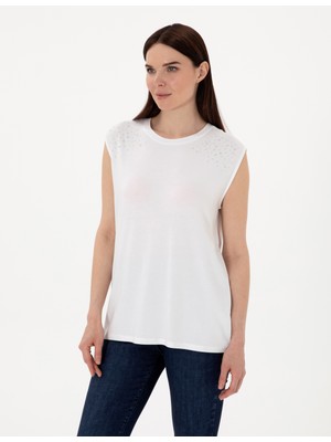 Pierre Cardin Kadın Beyaz Regular Fit Tişört 50307285-VR013