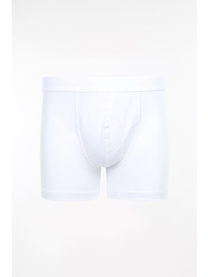 Beyaz Pamuklu Esnek Kumaş Düz Boxer