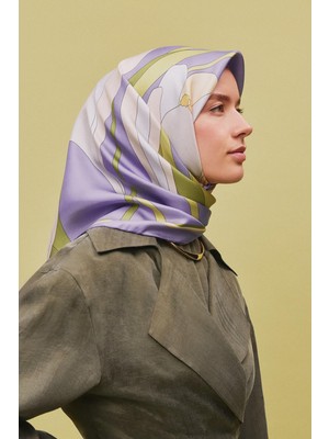 Armine Çiçek Desenli Saf İpek Twill Eşarp 9307 06