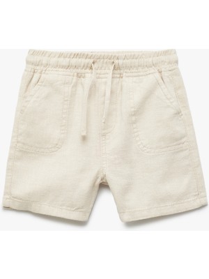 Koton Keten Karışımlı Beli Bağcıklı Cepli Pamuklu Basic Şort