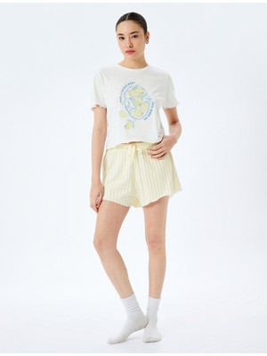 Koton Pamuklu Limon Baskılı Kısa Kollu Şortlu Örme Pijama Takımı
