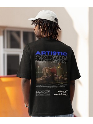 Terzili Giyin Artistic Baskılı Oversize Erkek Tişört