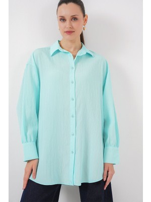 Passense Çizgili Uzun Gömlek Tunik 5963 - Turkuaz