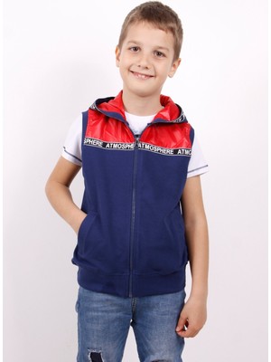 Toontoy Erkek Çocuk Şeritli Kapüşonlu Yelek