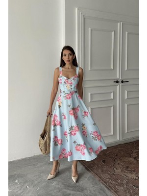 La Mode Istanbul Bebe Mavi Ince Kemer Detaylı Elbise