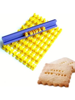 Kurabiye Bisküvi Hamur Fondan 73 Parça 3D Alfabe Yazı Damga Seti