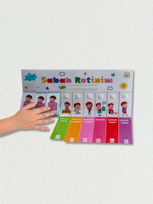 Okul Öncesi Sabah& Gece Rutin Panosu Cırt Cırtlı (KIZ GÖRSEL )