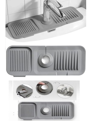 Mcreative Musluk Matı, Lavabo Matı,elastik Musluk Matı Su Tutucu Düzenleyici Kaydırmaz Taban Organizer Mutfak Banyo Lavabo,musluk Matı Silikon (Gri)
