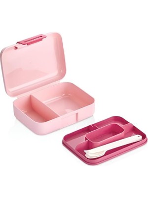 Mcreative Home 2 Katlı 1.6 Litre 3 Bölmeli Bento Öğle Yemeği Kutusu, Çatal Bıçak Kaşık Hediyeli, Bpa Içermeyen Pp Plastik Sefer Tası, Beslenme Kutusu, Dayanıklı ve Sağlıklı Lunch Box (Pembe)