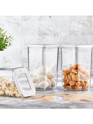 Mcreative Ahmet Vakumlu Kare Saklama Kabı 3 Adet 1200 Ml, Beyaz