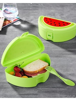 Mcreative Okul Için Çatallı Vitamin Beslenme Kabı, Okul Beslenme Kutu ve Çantası, Plastik Beslenme Kutusu, Çocuk Beslenme Çantası 4 Renk (Limon)