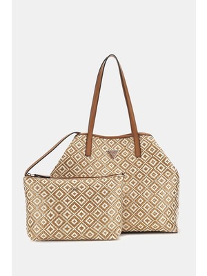 Guess Kadın Kahverengi Vikky Shopper Çanta