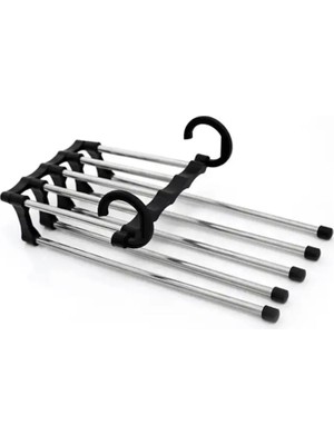 Home 2 Katlı Katlanabilir 5'li Pantolon Askısı,pantolon,kravat,etek Için Organizer Askı (Siyah)