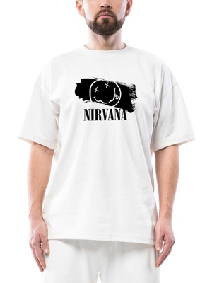 Nirvana Splash Oversize Beyaz Tişört
