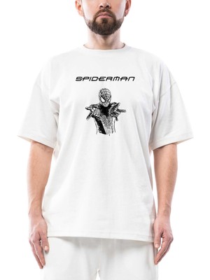 Spiderman Amazing Sketched Oversize Beyaz Tişört