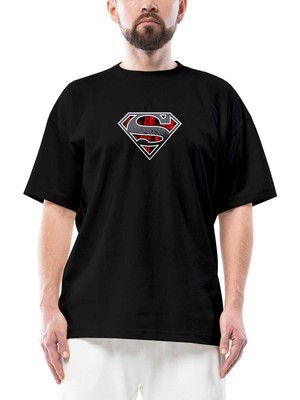 Superman Dark Legend Oversize Siyah Tişört