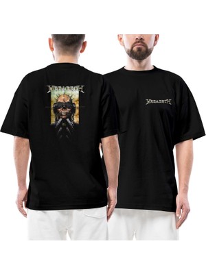 Megadeth Vic 3 Ön Arka Baskılı Siyah Oversize Tişört