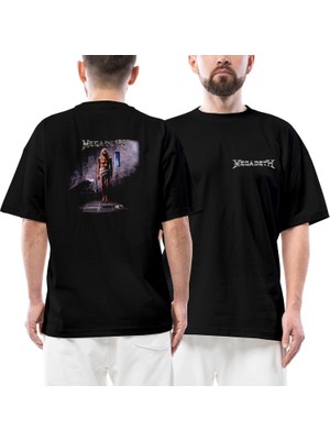 Megadeth Countdown To Extinction Ön Arka Baskılı Siyah Oversize Tişört