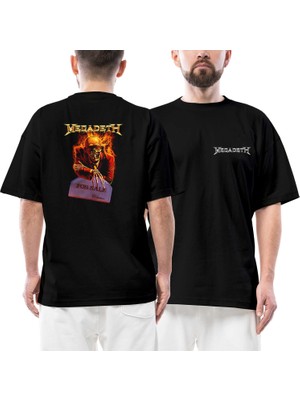 Megadeth For Sale Ön Arka Baskılı Siyah Oversize Tişört