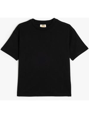 Koton Basic Oversize Tişört Kısa Kollu Bisiklet Yaka Pamuklu