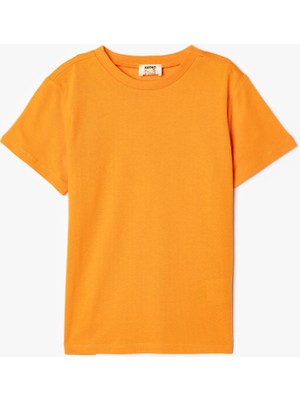 Koton Basic Tişört Kısa Kollu Pamuklu Turuncu Erkek Çocuk Günlük Stil Desensiz
