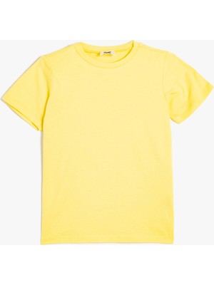 Koton Basic Kısa Kollu Pamuklu Tişört Erkek Çocuk Yaz Stili Bisiklet Yaka