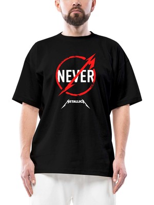 Metallica Never Oversize Siyah Tişört