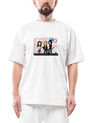 Nirvana Street Cartoon Oversize Beyaz Tişört