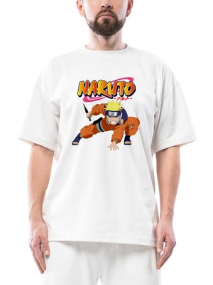 Naruto Oversize Beyaz Tişört