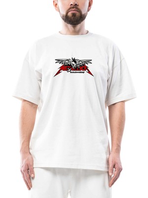 Metallica Seek And Destroy Skull Oversize Beyaz Tişört