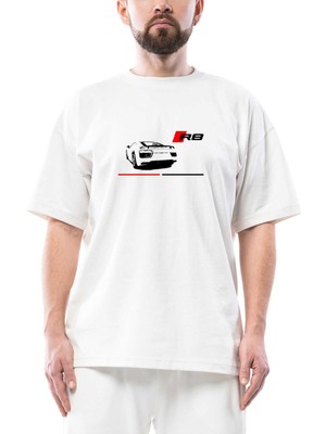 Audi R8 Oversize Beyaz Tişört