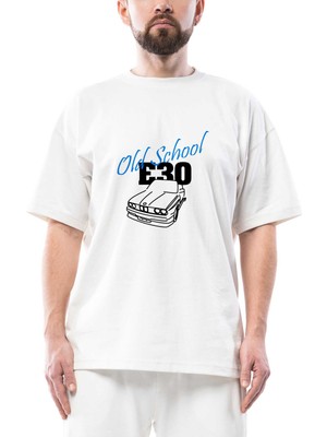 Bmw E30 Old School Oversize Beyaz Tişört