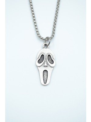 Scream - Çığlık Gümüş Kaplama Örme Zincir Kolye