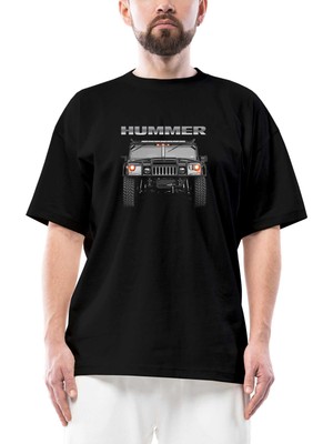 Hummer Oversize Siyah Tişört