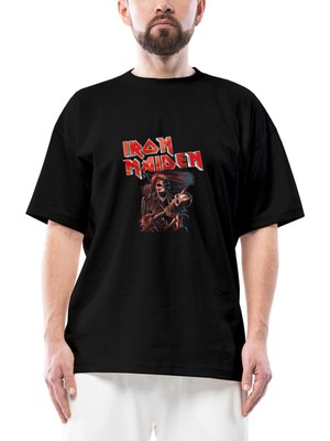 Iron Maiden Skull Oversize Siyah Tişört