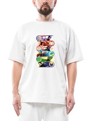 Marvel Heroes Oversize Beyaz Tişört