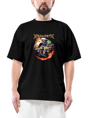 Megadeth Judge Skull Oversize Siyah Tişört