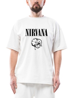 Nirvana Logo Classic Oversize Beyaz Tişört