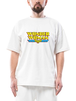 Wonder Woman Vintage Oversize Beyaz Tişört