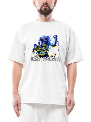 Iron Maiden Sleeve Oversize Beyaz Tişört