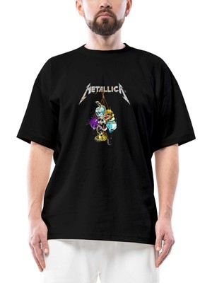 Metallica Skull Oversize Siyah Tişört