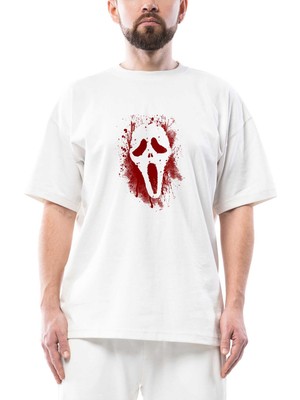 Scream Splash Oversize Beyaz Tişört