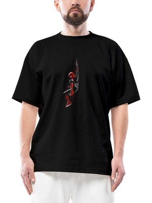 Spiderman Splash Oversize Siyah Tişört