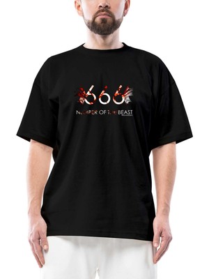 Iron Maiden 666 Oversize Siyah Tişört