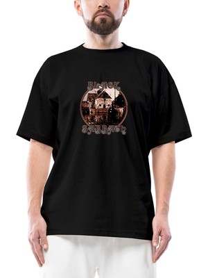 Black Sabbath House Album Oversize Siyah Tişört