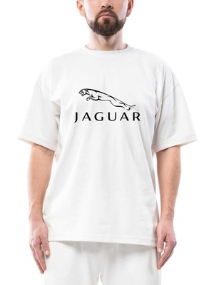 Jaguar Logo Oversize Beyaz Tişört