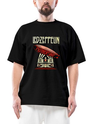 LED Zeppelin Mothership Oversize Siyah Tişört