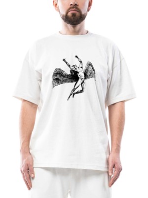 LED Zeppelin Icarus Angel Oversize Beyaz Tişört