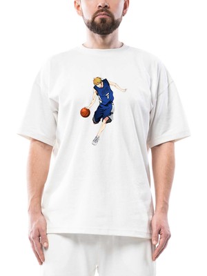 Anime 7 Baller Oversize Beyaz Tişört